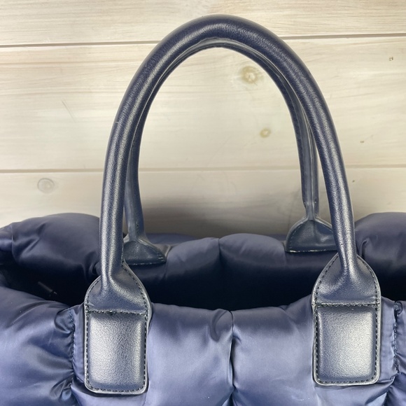 Sol And Selene Blue Quilted Puffer Large Tote Hand Bag - NO Shoulder Strap - Picture 3 of 10